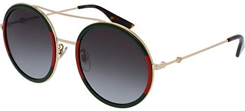 Gucci Women’s GG0061S-003-56 Rectangular Sunglasses, Gold (Gold/Green), 56